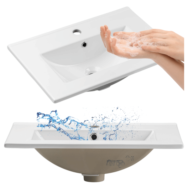 ❤️ Umywalka Ceramiczna Wpuszczana w Blat 60cm DANCE 60DP Biała COMAD ⭐