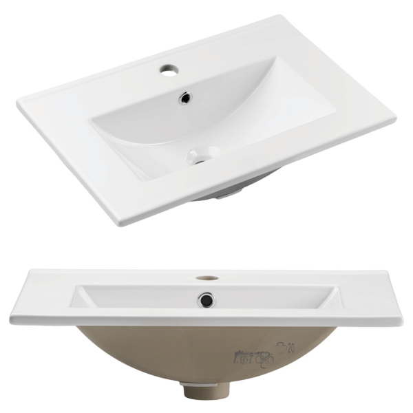 Nowoczesna Szafka z Umywalką Wpuszczaną 60 cm Łazienkowa z Szufladami Ryflowana Szałwiowa LINE REED GREEN Comad