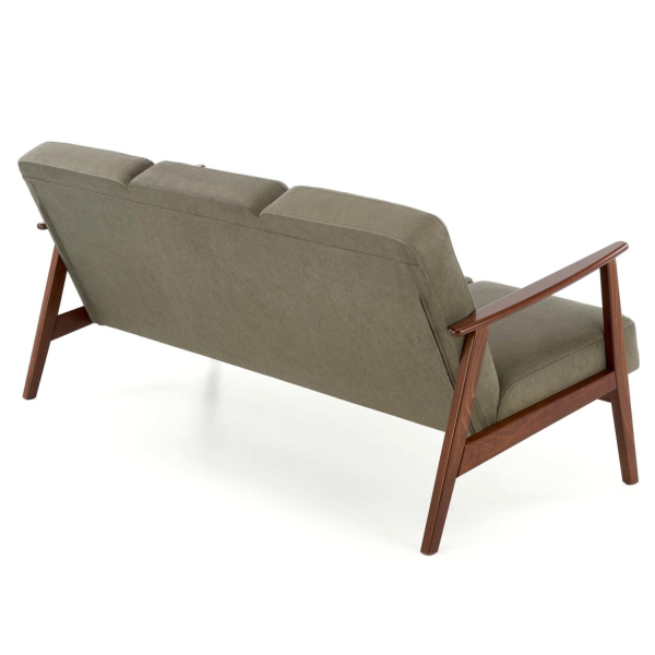 Sofa Tapicerowana Drewniana do Salonu Retro MILANO 3S Oliwkowy Halmar Prawy Tył