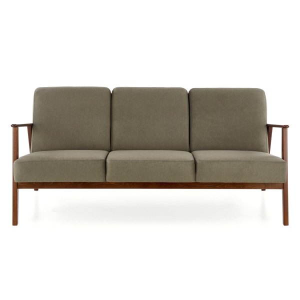 Sofa Tapicerowana Drewniana do Salonu Retro MILANO 3S Oliwkowy Halmar Front