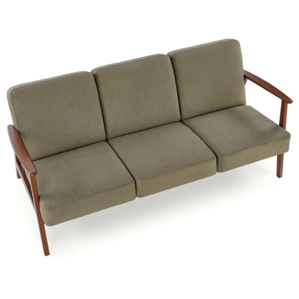 Sofa Tapicerowana Drewniana do Salonu Retro MILANO 3S Oliwkowy Halmar z Góry