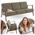 Sofa Tapicerowana Drewniana do Salonu Retro MILANO 3S Oliwkowy Halmar Miniatura