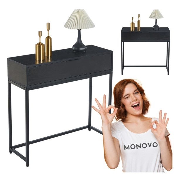 Nowoczesna Konsola Laminowana z Szufladą do Salonu Loft Biurko Prostokątne Matowe Czarne VISAN