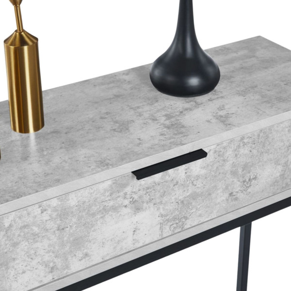 Konsola z Szufladą Loft do Salonu Prostokątne Biurko Nowoczesne Metalowe Nogi Beton VISAN