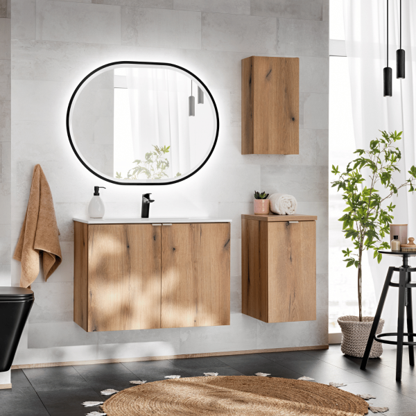 Szafka pod Umywalkę 80 cm 2 Drzwiowa Boho Japandi Dąb Evoke Coast NOVA OAK Comad