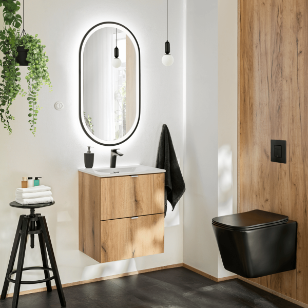Nowoczesna Szafka pod Umywalkę 50 cm z Szufladami do Łazienki Boho Japandi Dąb Evoke Coast NOVA OAK Comad