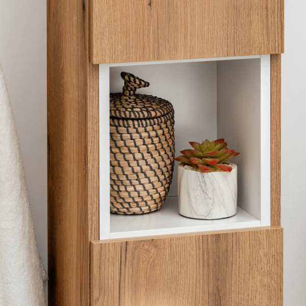 Słupek Łazienkowy 30 cm Wysoki Regał do Łazienki Japandi Boho Dąb Coast Evoke NOVA OAK Comad