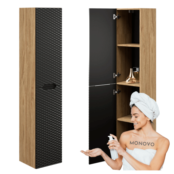 Nowoczesny Słupek Łazienkowy Wysoki Wiszący do Łazienki Loft Czarny Dąb OCEAN BLACK Comad