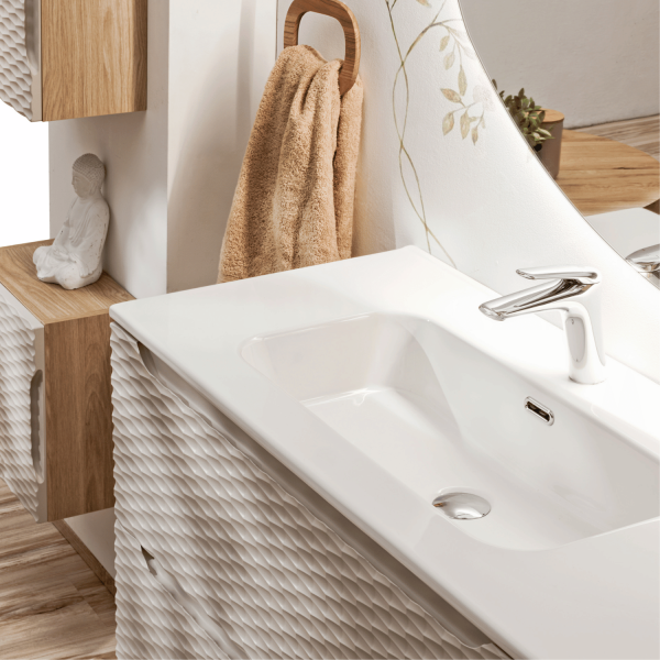 Nowoczesna Duża Szafka pod Umywalkę 120 cm z Szufladami Beżowa Boho OCEAN BEIGE Comad
