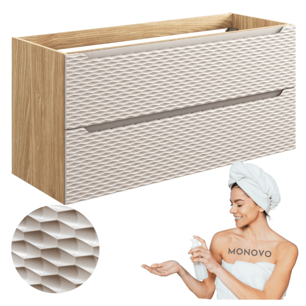 Nowoczesna Duża Szafka pod Umywalkę 120 cm z Szufladami Beżowa Boho OCEAN BEIGE Comad