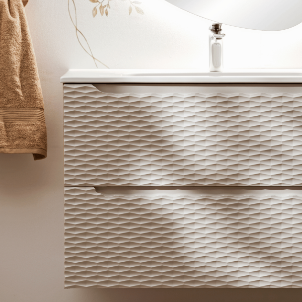 Nowoczesna Beżowa Szafka pod Umywalkę 80 cm z Szufladami OCEAN BEIGE Comad