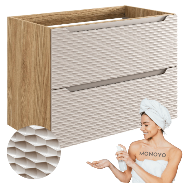 Nowoczesna Beżowa Szafka pod Umywalkę 80 cm z Szufladami OCEAN BEIGE Comad