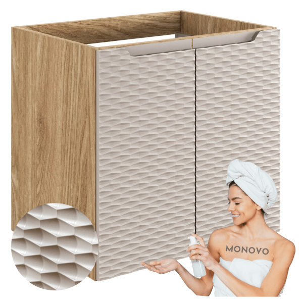 Szafka pod Umywalkę 60 cm do Łazienki 2 Drzwiowa Dąb Beżowa OCEAN BEIGE Comad