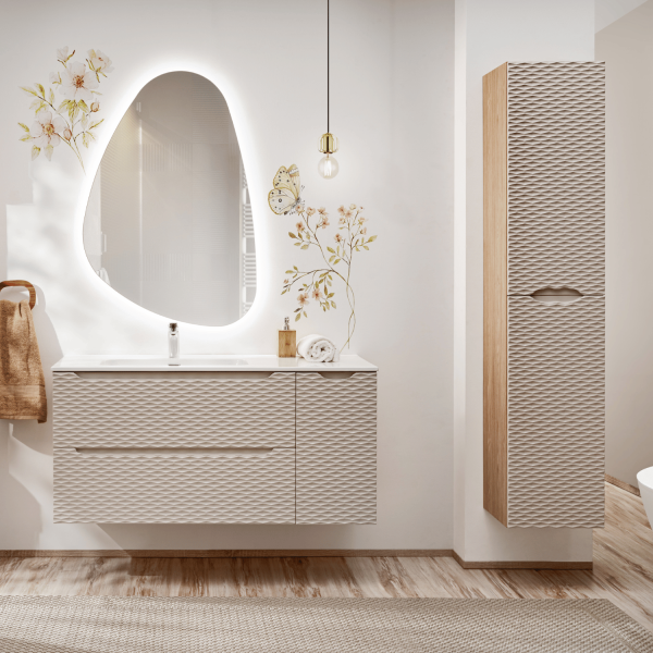 Nowoczesny Słupek Łazienkowy Wysoki Wiszący Boho Beżowy Dąb OCEAN BEIGE Comad