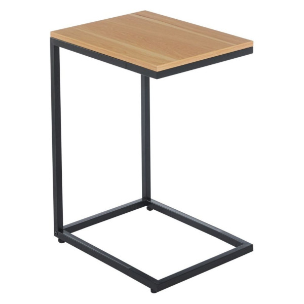 Prostokątny Stolik Śniadaniowy do Salonu Dostawka Laminowany Dąb Naturalny Metalowy BELIL