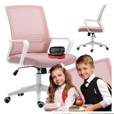 Fotel Biurowy Obrotowy do Komputera z Podłokietnikami do Biurka Nowoczesna Siatka Różowy PERI