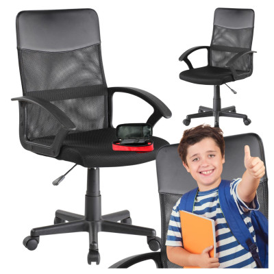 Fotel Obrotowy Biurowy Dla Dzieci Do Pokoju Biurka Regulacja Wysokości Czarny DINO