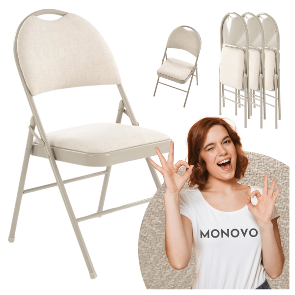 Nowoczesne Składane Krzesło Cateringowe Eventowe Konferencyjne na Taras Balkon Beżowe Tapicerowane K566 Halmar