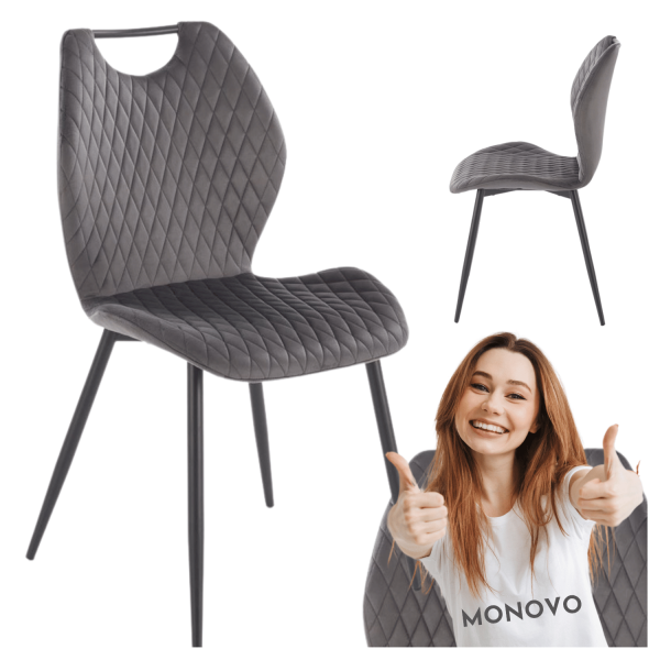 Nowoczesne Krzesło Tapicerowane Szare do Salonu Loft z Rączką Szary Welur K569 Halmar