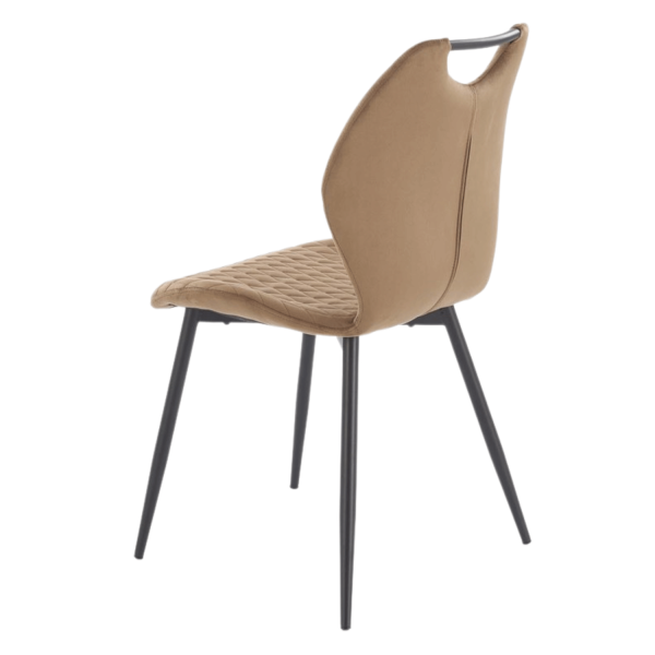 Tapicerowane Krzesło Beżowe Velvet Pikowane z Rączką do Salonu Loft Cappuccino Brąz K569 Halmar