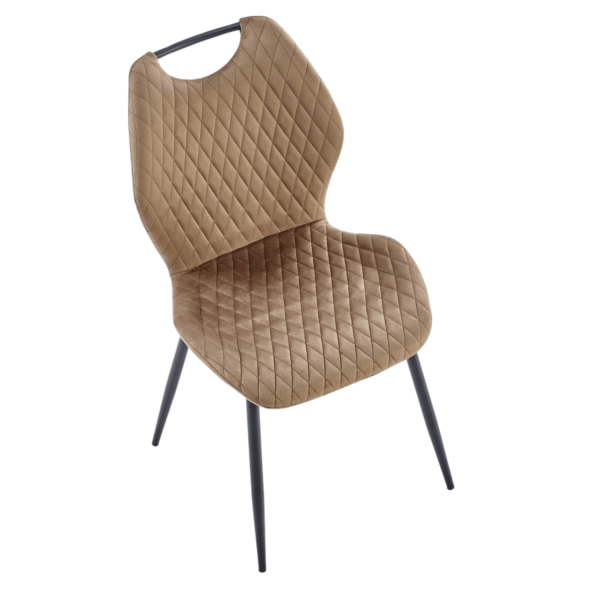Tapicerowane Krzesło Beżowe Velvet Pikowane z Rączką do Salonu Loft Cappuccino Brąz K569 Halmar