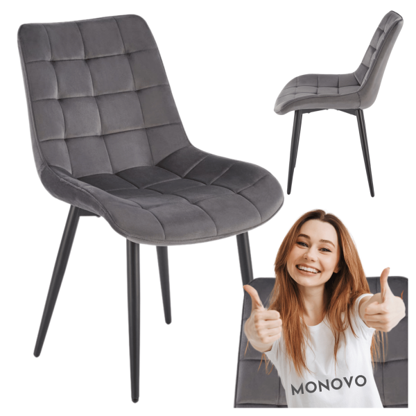 Nowoczesne Krzesło Tapicerowane do Jadalni Salonu Loft Szare Welurowe K580 Halmar