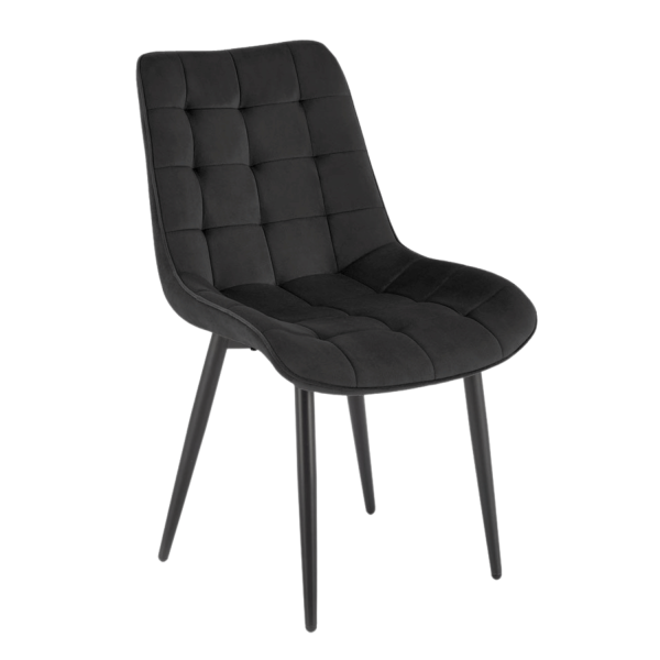 Nowoczesne Krzesło do Jadalni Salonu Loft Metalowe Czarne Welurowe K580 Halmar