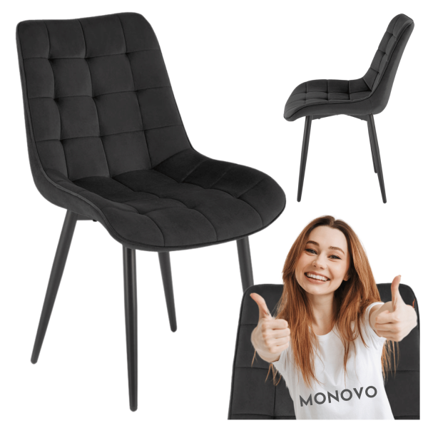 Nowoczesne Krzesło do Jadalni Salonu Loft Metalowe Czarne Welurowe K580 Halmar