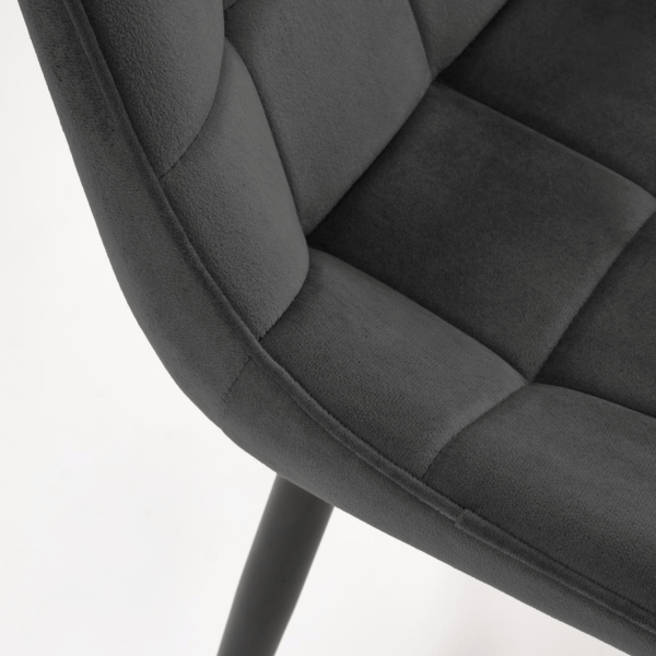 Nowoczesne Krzesło do Jadalni Salonu Loft Metalowe Czarne Welurowe K580 Halmar