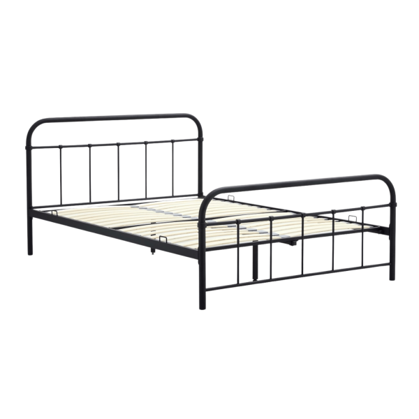 Dwuosobowe Łóżko Metalowe Czarne Loft Industrialne 140 cm ze Stelażem LINDA Halmar