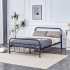 Dwuosobowe Łóżko Metalowe Czarne Loft Industrialne 140 cm ze Stelażem LINDA Halmar