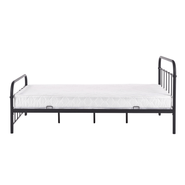 Dwuosobowe Łóżko Metalowe Czarne Loft Industrialne 140 cm ze Stelażem LINDA Halmar
