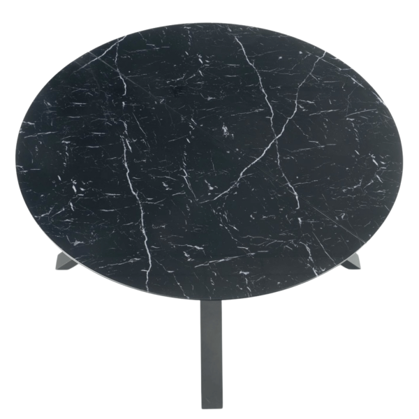 Nowoczesny Stół Okrągły Rozkładany Szklany 130-180x130 cm do Salonu Jadalni Czarny Marmur VERTIGO Halmar
