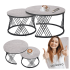 Zestaw 2 Stolików, 2x Stolik Kawowy do Salonu Loft Szary Marmur Ceramiczny Kamień Ława FLAMINGO Halmar
