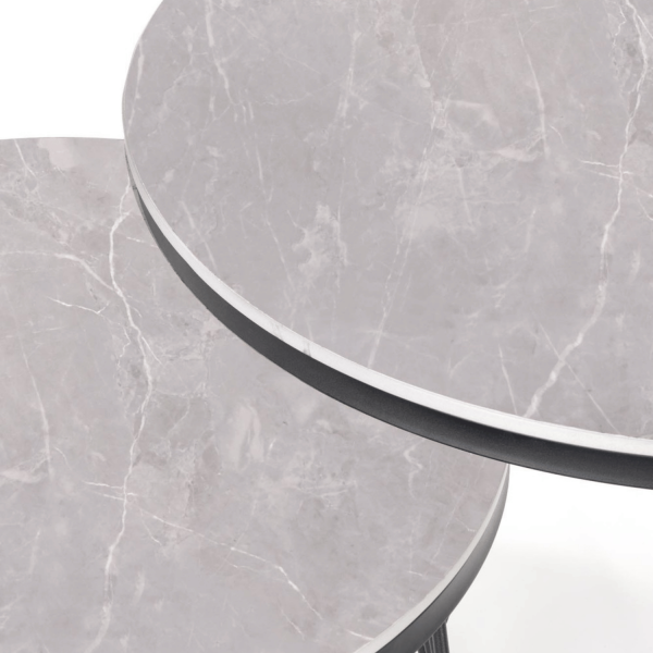 Zestaw 2 Stolików, 2x Stolik Kawowy do Salonu Loft Szary Marmur Ceramiczny Kamień Ława FLAMINGO Halmar