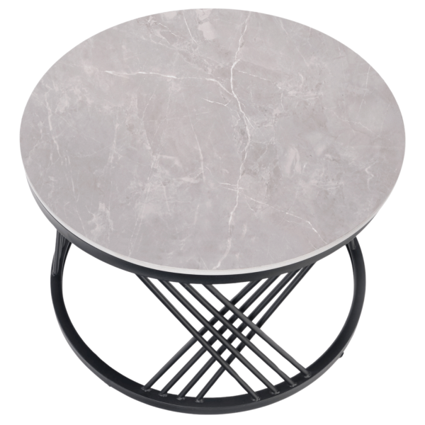 Zestaw 2 Stolików, 2x Stolik Kawowy do Salonu Loft Szary Marmur Ceramiczny Kamień Ława FLAMINGO Halmar