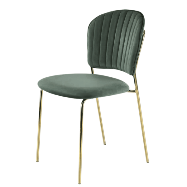 Eleganckie Designerskie Nowoczesne Tapicerowane Krzesło Ciemnozielone Welurowe Złote Nogi Glamour K499 Halmar