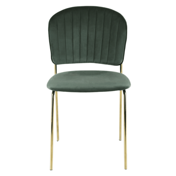 Eleganckie Designerskie Nowoczesne Tapicerowane Krzesło Ciemnozielone Welurowe Złote Nogi Glamour K499 Halmar