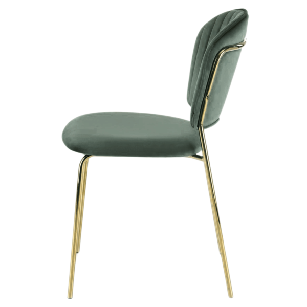 Eleganckie Designerskie Nowoczesne Tapicerowane Krzesło Ciemnozielone Welurowe Złote Nogi Glamour K499 Halmar