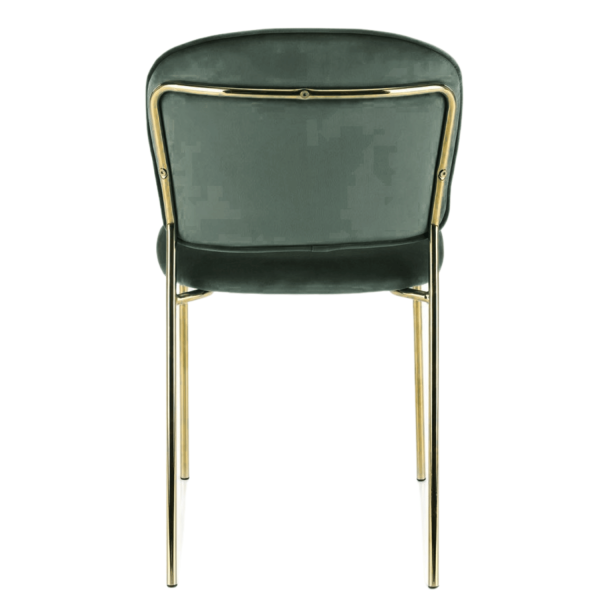 Eleganckie Designerskie Nowoczesne Tapicerowane Krzesło Ciemnozielone Welurowe Złote Nogi Glamour K499 Halmar