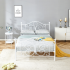 Stylowe Metalowe Łóżko Białe 140x200 Eleganckie Designerskie Dwuosobowe ze Stelażem PANAMA Halmar
