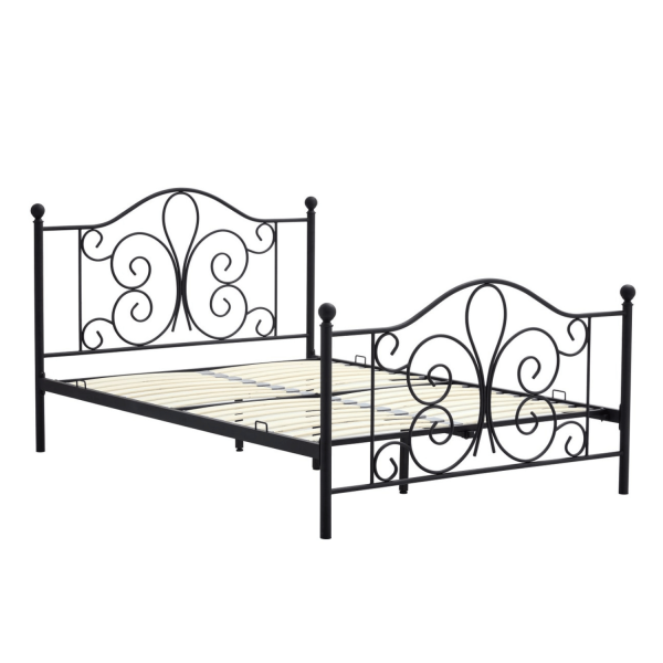 Stylowe Łóżko Metalowe 140x200 do Sypialni Eleganckie Designerskie Czarne Matowe PANAMA Halmar