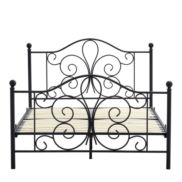 Stylowe Łóżko Metalowe 140x200 do Sypialni Eleganckie Designerskie Czarne Matowe PANAMA Halmar