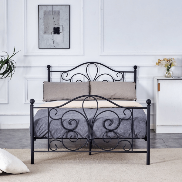 Stylowe Łóżko Metalowe 140x200 do Sypialni Eleganckie Designerskie Czarne Matowe PANAMA Halmar
