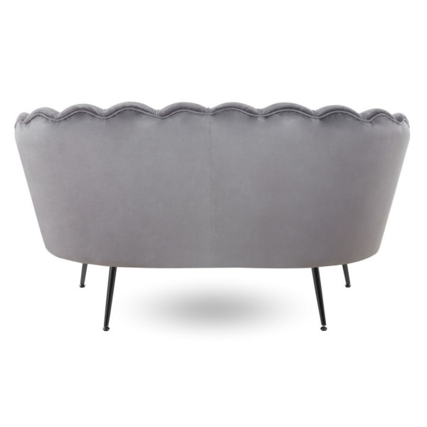 Welurowa Sofa Kanapa do Poczekalni Muszelka Dwuosobowa Welur Szary ZENDAYA