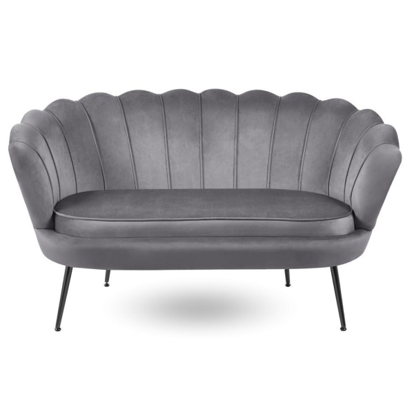 Welurowa Sofa Kanapa do Poczekalni Muszelka Dwuosobowa Welur Szary ZENDAYA