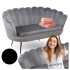 Welurowa Sofa Kanapa do Poczekalni Muszelka Dwuosobowa Welur Szary ZENDAYA