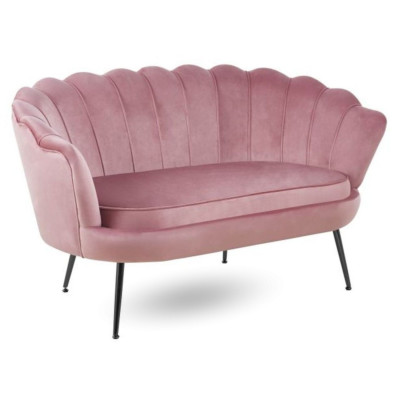 Różowa Sofa Muszelka do Poczekalni Salonu Dwuosobowa Metalowe Nogi Welurowy Róż ZENDAYA