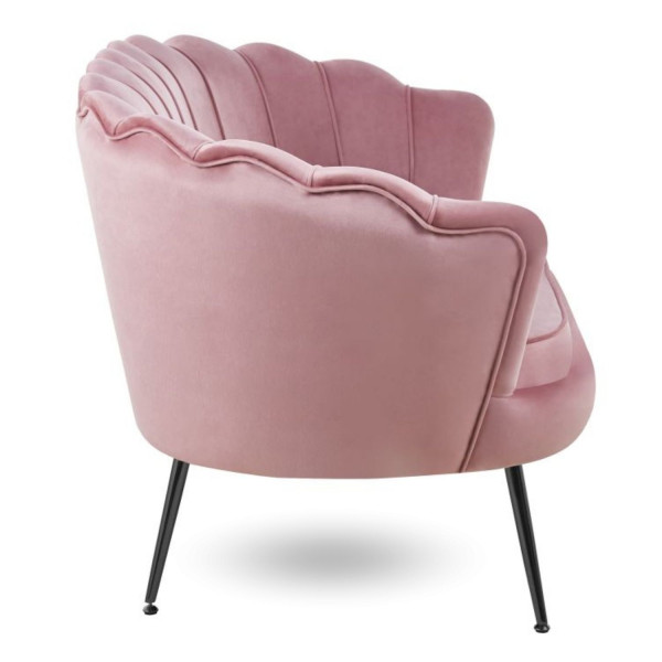 Różowa Sofa Muszelka do Poczekalni Salonu Dwuosobowa Metalowe Nogi Welurowy Róż ZENDAYA
