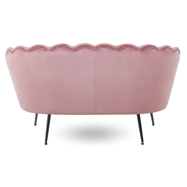 Różowa Sofa Muszelka do Poczekalni Salonu Dwuosobowa Metalowe Nogi Welurowy Róż ZENDAYA